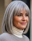 Long bob for gray hair