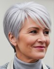 Soft pixie cut for gray hair