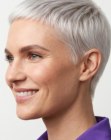 Very short white hair