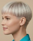 Blonde bowl cut