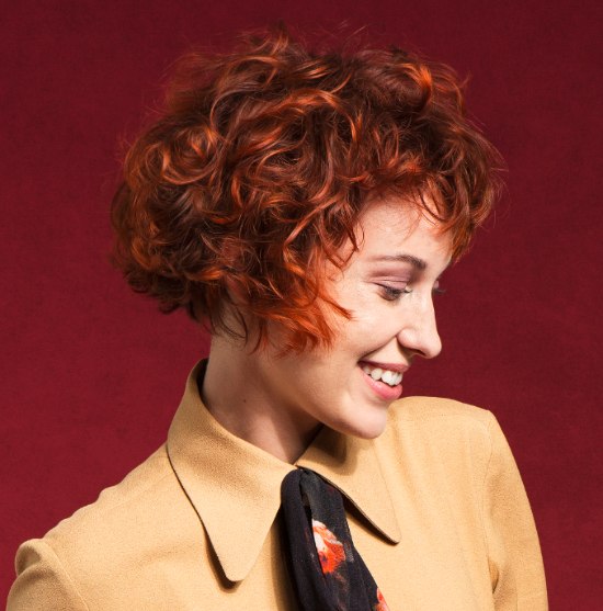 Short curly hairstyles - Red hair with bangs