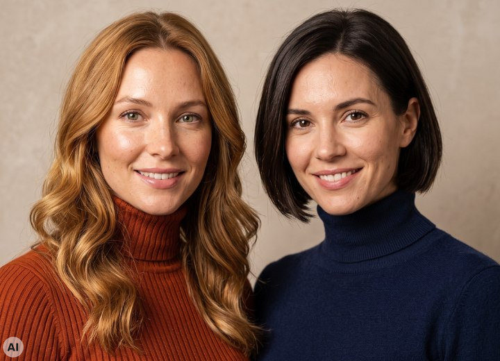 Women with warm and cool hair colors