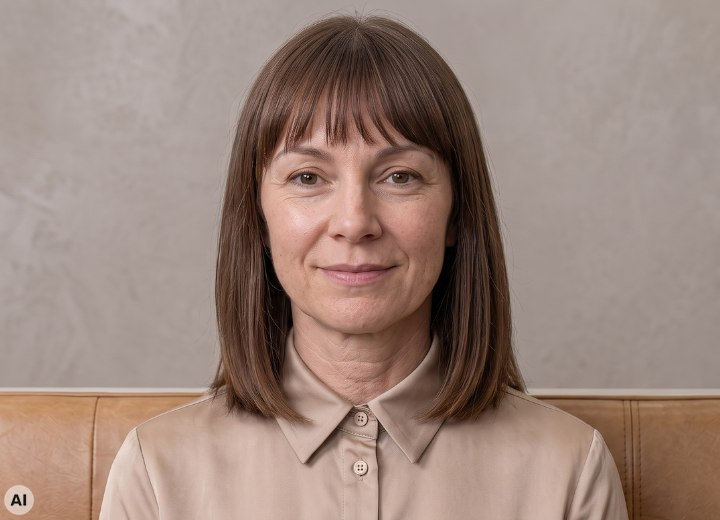 Shoulder-length hairstyle for an older woman
