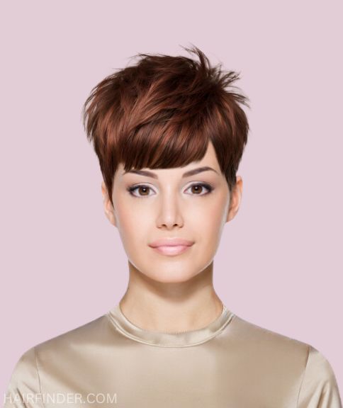 Contemporary pixie cut with layers and an elevated crown