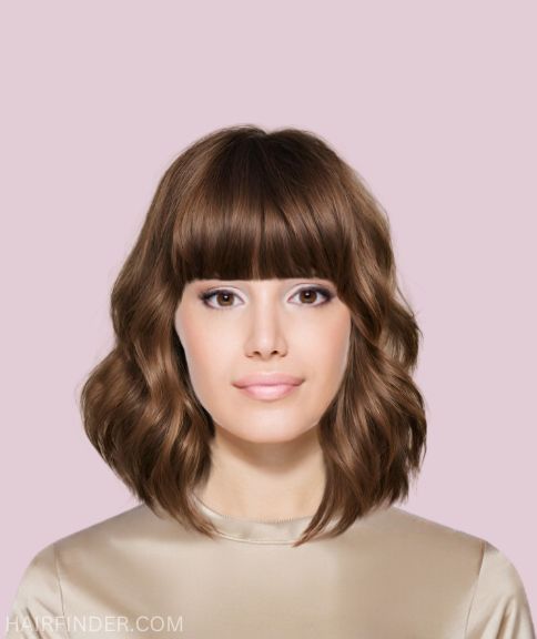 Modern long bob with full bangs