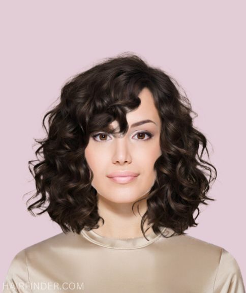 Curly shoulder-length bob with bouncy curls