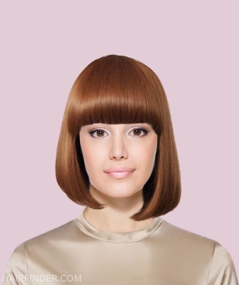 Sleek bob with bangs and asymmetry