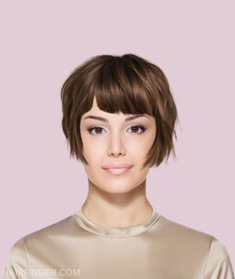 Pixie bob at lip level with the back slightly shorter