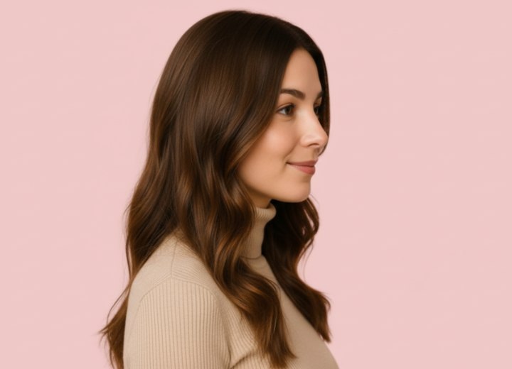 Long hairstyle with waves - Side view