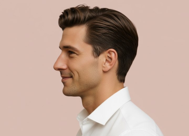 Men's look with a quiff - Side view